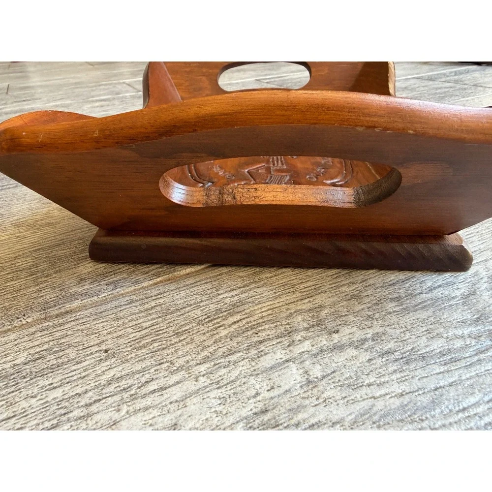 Wood‎ Bread Tray Engraved Give Us This Day Daily Cape Craftsmen Harvest Vintage